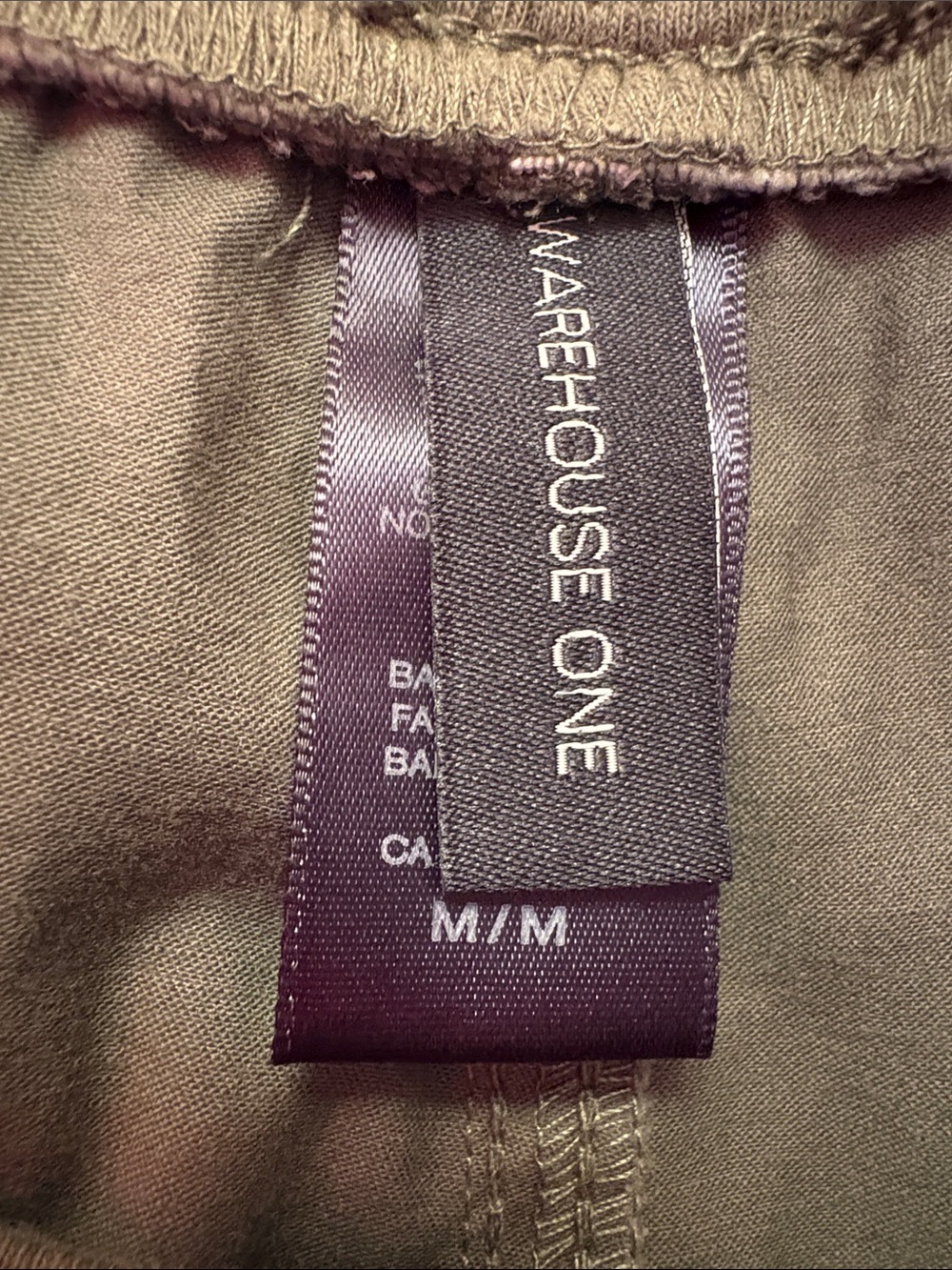 Warehouse One Olive Green Cropped relaxed, Drawstring Pants, women’s Sz M. - Picture 8 of 9